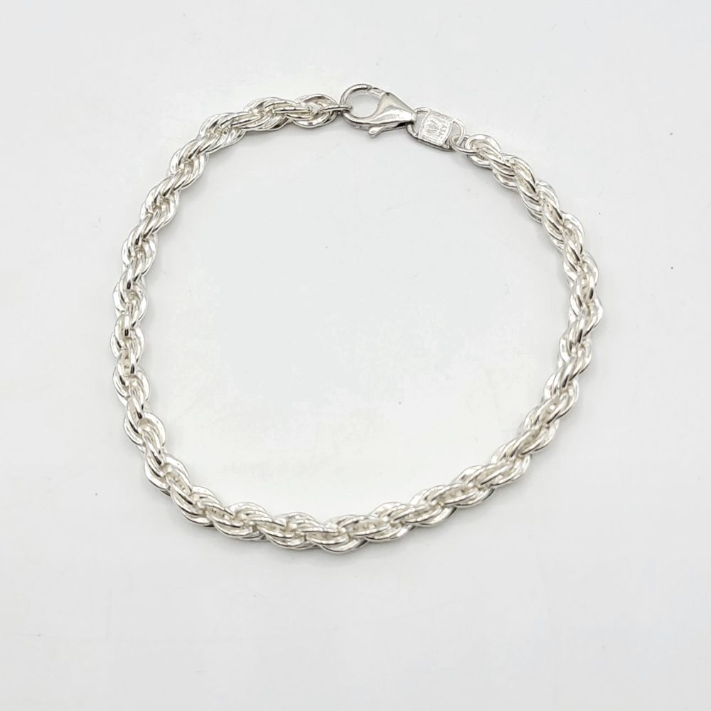 UltraFine 999 Silver Polished Twisted Rope Bracelet, 8"